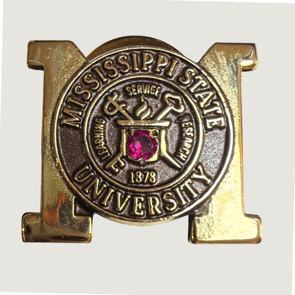 Mississippi State University Service Lapel Pin Gold Ruby Alumni Gift College